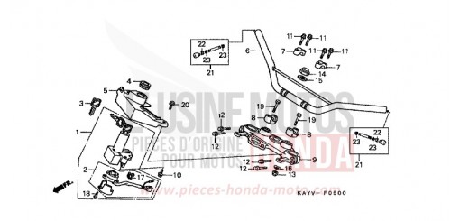 TUYAU DE GUIDON/PONT SUPERIEUR NX125V de 1997